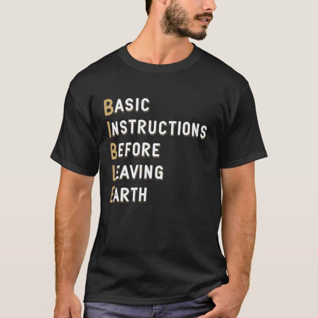 Camiseta Instrucciones básicas de la Biblia antes de salir  (Anverso)