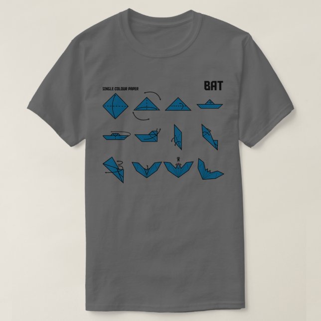 Camiseta Instrucciones de Bat de Origami en la Marina (Diseño del anverso)