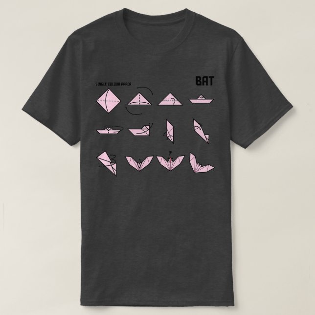 Camiseta Instrucciones de la muralla de origami en rosa (Diseño del anverso)