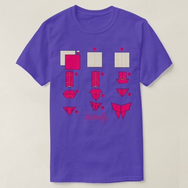 Camiseta Instrucciones de mariposa de Cute Origami (Diseño del anverso)