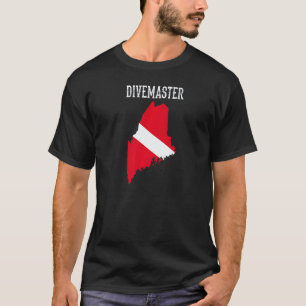 Camiseta Instructor de buceo Divemaster de Maine Bandera de