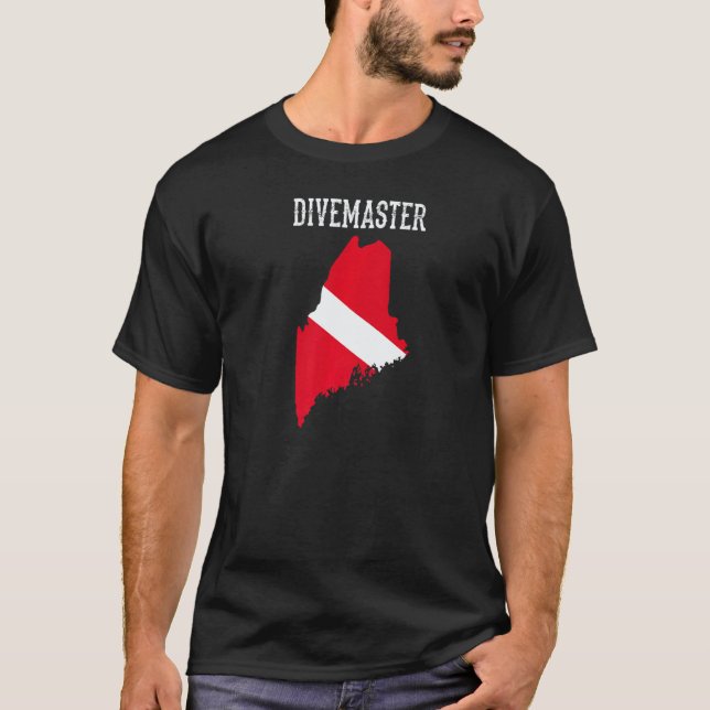 Camiseta Instructor de buceo Divemaster de Maine Bandera de (Anverso)