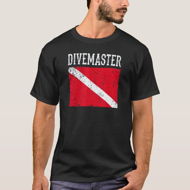 Camiseta Instructor de buceo Divemaster estilo de bandera d (Anverso)