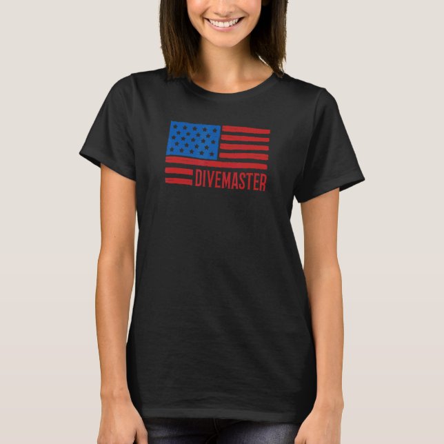 Camiseta Instructor de buceo Divemaster Patriótico American (Anverso)