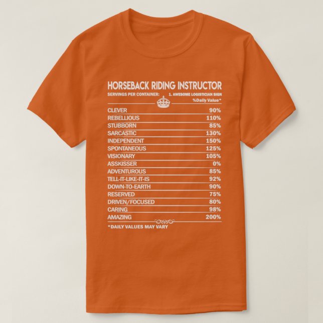 Camiseta Instructor de equitación Factores diarios 2 Regalo (Diseño del anverso)