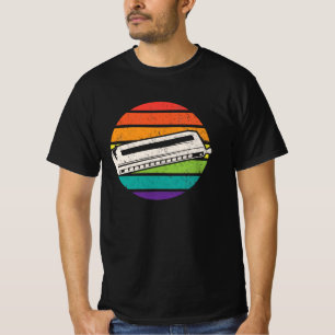 Camiseta Instrumento bucal retro vintage Harmonica