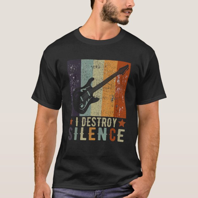 Camiseta Instrumento de guitarra destruyo blanco silencioso (Anverso)