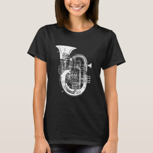 Camiseta Instrumento de latón de dibujo de Tuba