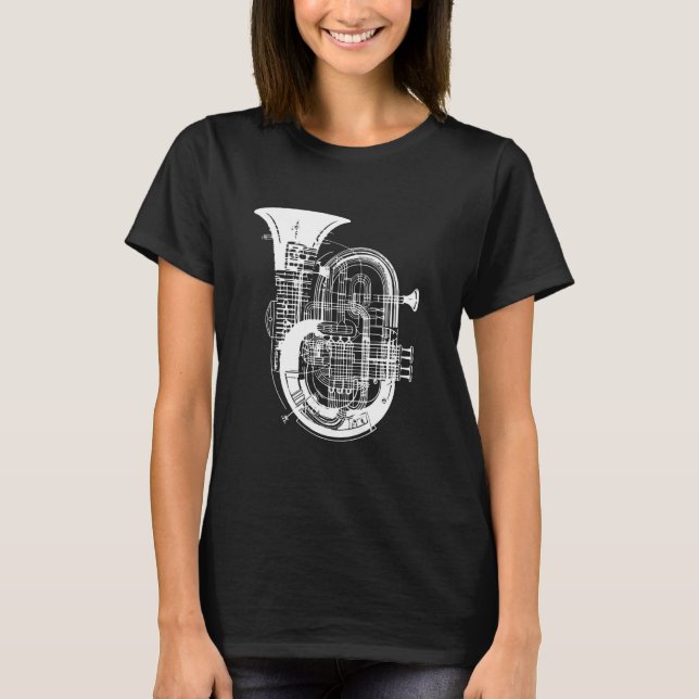 Camiseta Instrumento de latón de dibujo de Tuba (Anverso)