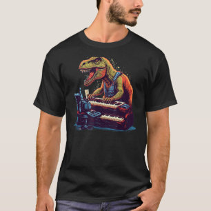 Camiseta Instrumento de música de teclado para dinosaurios