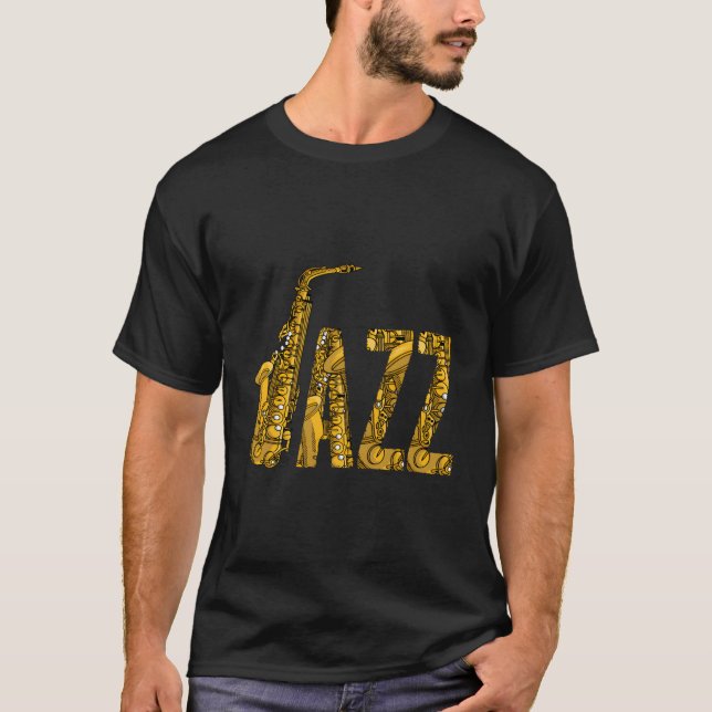 Camiseta Instrumento De Nota Musical Saxofónica De Jazz Par (Anverso)
