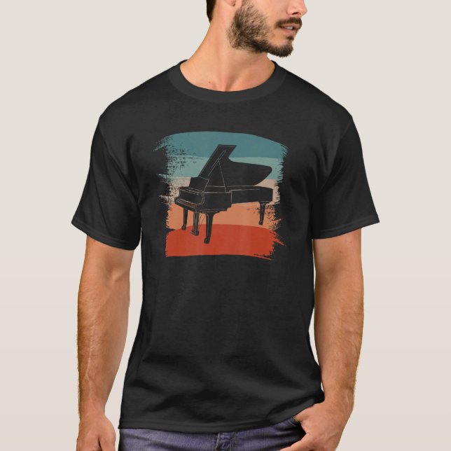 Camiseta Instrumento de Piano Pianista Clásico Retro Vintag (Anverso)