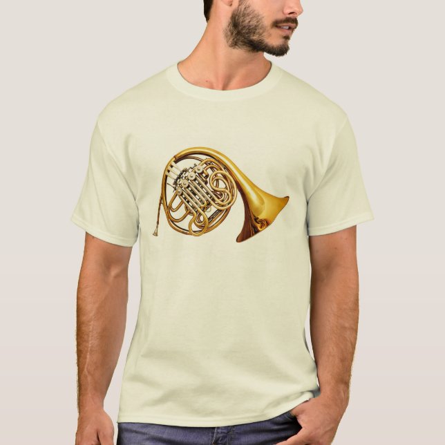 Camiseta Instrumento musical de la trompa de cobre amarillo (Anverso)