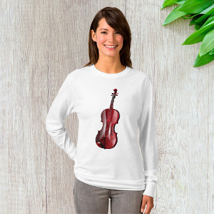 Camiseta Instrumento Musical de Violín Rojo Elegante
