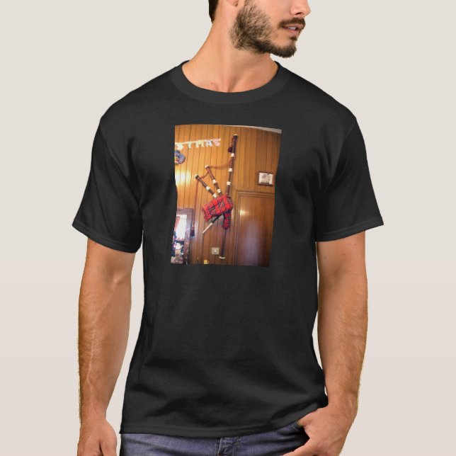Camiseta Instrumento musical escocés Bagpipe Tartan Plaid (Anverso)