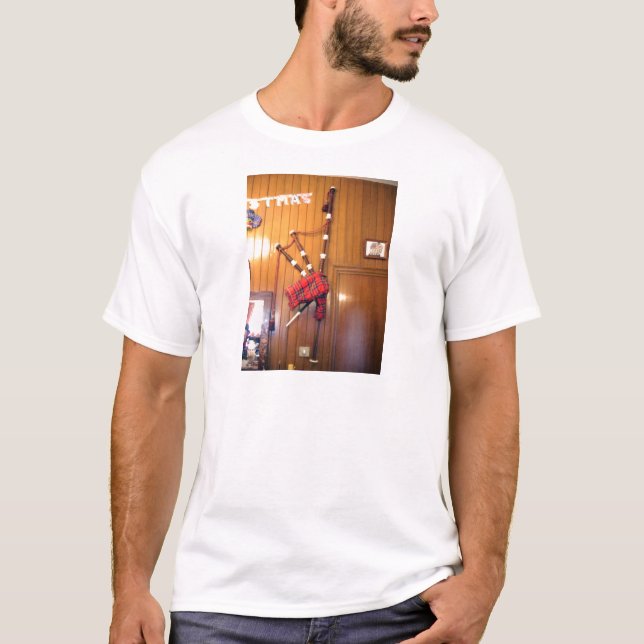 Camiseta Instrumento musical escocés Bagpipe Tartan Plaid (Anverso)