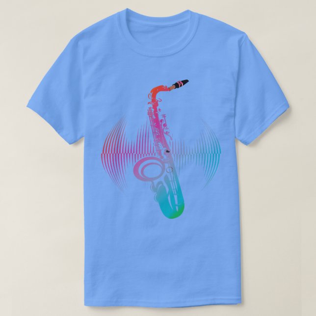 Camiseta Instrumento musical saxofonista colorido saxofón (Diseño del anverso)