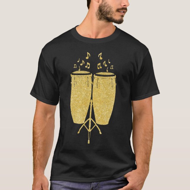 Camiseta Instrumentos de oro - Tambor de tambor de Conga (Anverso)