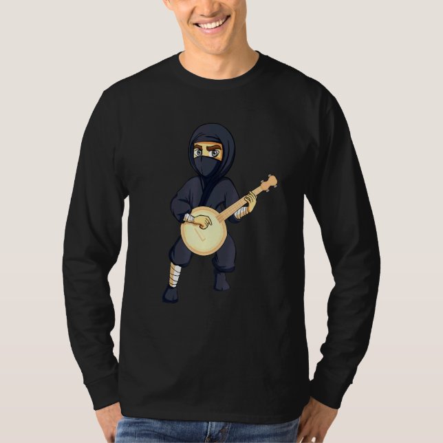 Camiseta Instrumentos musicales Ninja Banjo Hombres Mujeres (Anverso)
