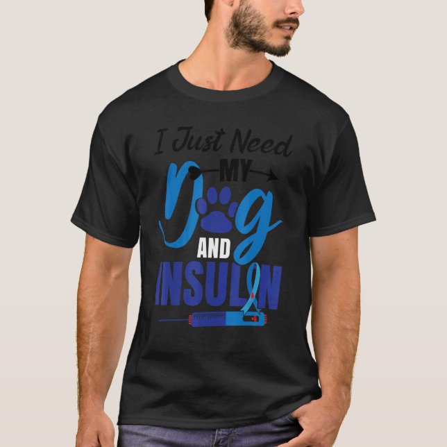 Camiseta Insulina de perro T1D Guerrero Diabetes (Anverso)