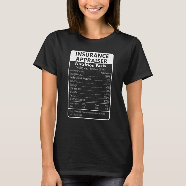 Camiseta Insurance Appraiser Nutrition Facts Sarcastic (Anverso)