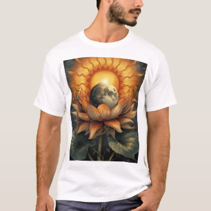 Camiseta 🌸🌞🌙 Integración Floral: Sol y Luna en Flor