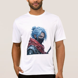 Camiseta Intense Blue-Haired Swordsman in Snowy Setting Por