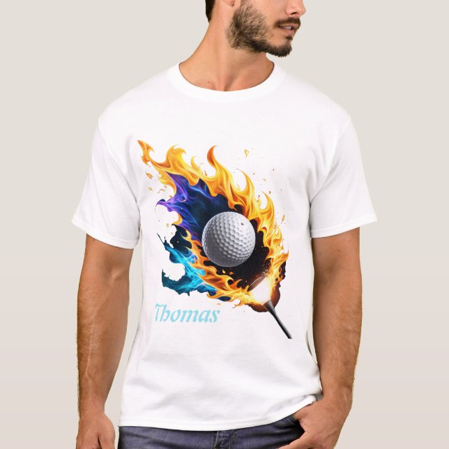 Camiseta Intensidad de la llama: La pelota de golf en acció (Anverso)