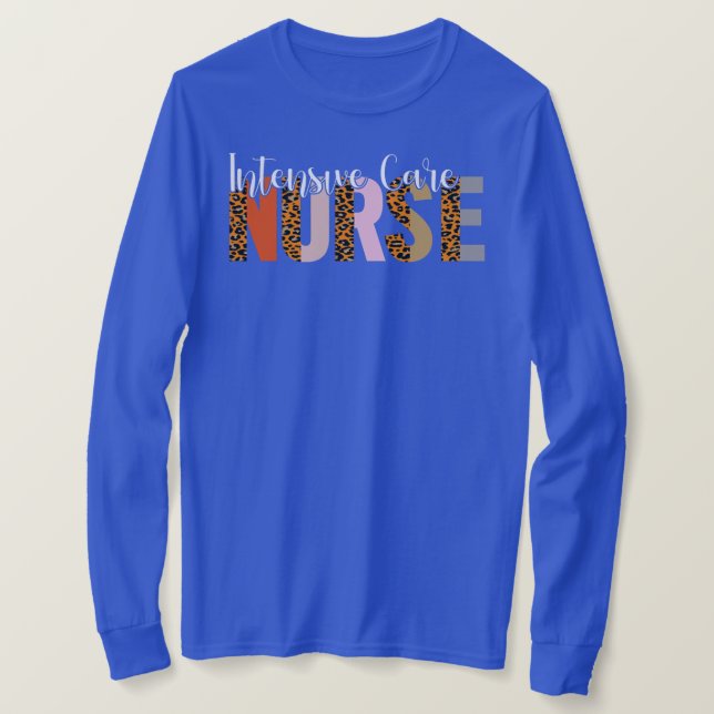Camiseta Intensive Care Nurse Leopard Print ICU Nursing (Anverso del diseño)