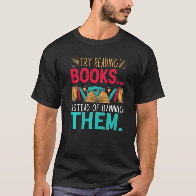 Camiseta intenta leer libros en lugar de prohibirlos Groovy (Anverso)