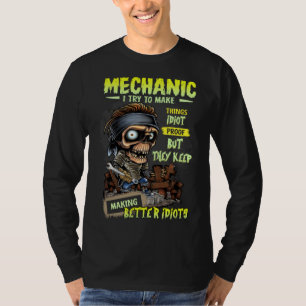Camiseta Intento Hacer Cosas Idiota Ingeniero Mecánico Padr