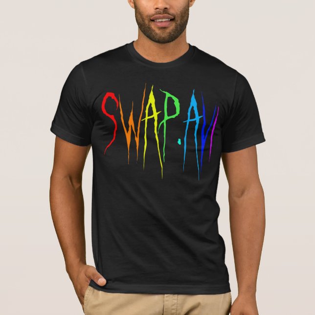 Camiseta Intercambio negro del arco iris (Anverso)