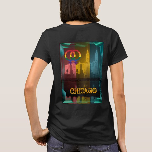 Camiseta Interés gay de Chicago para lesbianas Wrigley Bldg (Reverso)