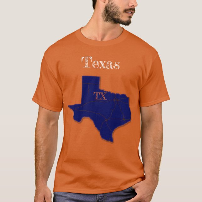 Camiseta Interestados de Texas [Diseño azul de la Marina] (Anverso)