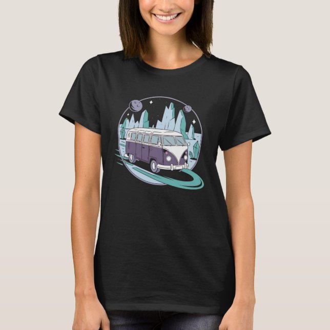 Camiseta Intergalactic Roadtrip – Furgoneta Espacial Psicod (Anverso)