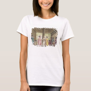 Camiseta Interior de una casa tahitiana con chicas bailarin