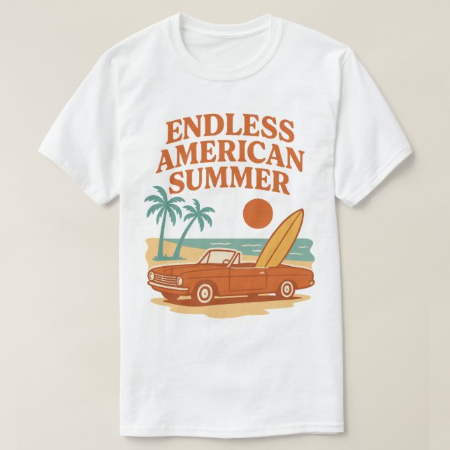 Camiseta Interminable arte americano de verano retro (Diseño del anverso)