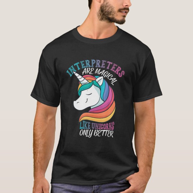 Camiseta Intérprete como Unicornios ASL (Anverso)
