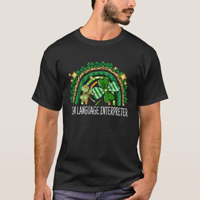 Camiseta Intérprete del lenguaje de Rótulo Rainbow Lucky St (Anverso)