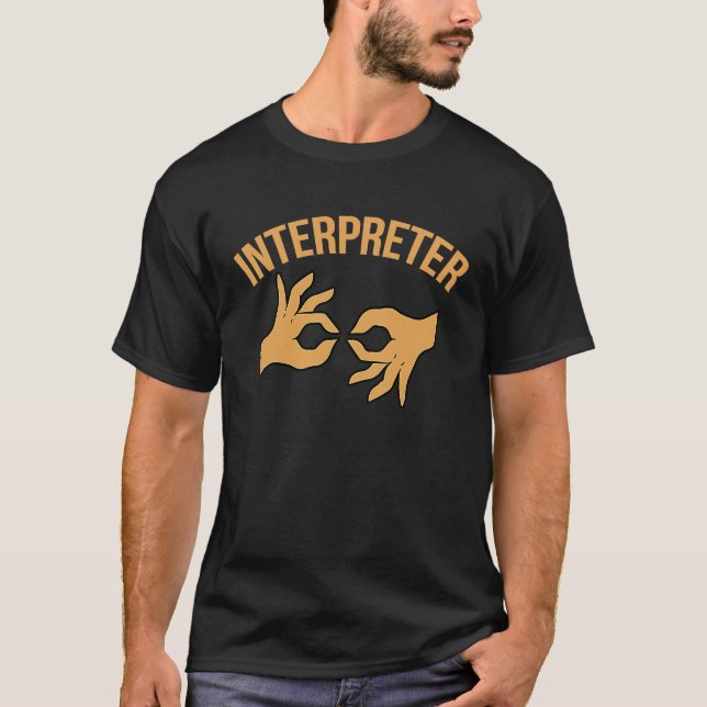 Camiseta Interpreter American Rótulo Language ASL Alphabet  (Anverso)