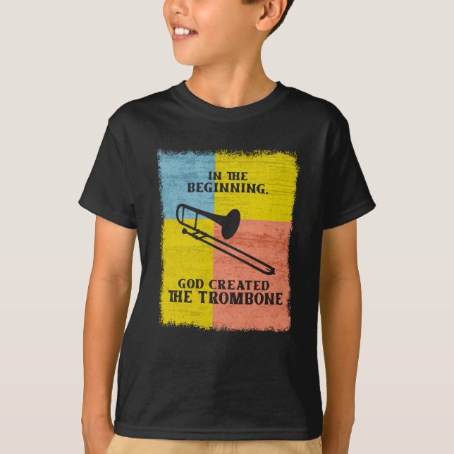 Camiseta InThe Beginning God Created The Trombone (Anverso)