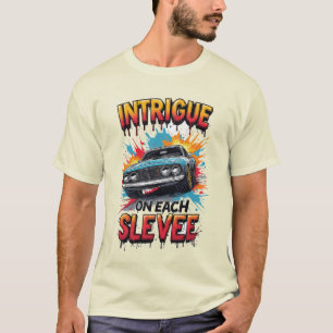 Camiseta Intriga cada manga coche deportivo veloz de fuego