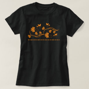 Camiseta Intrincado Remolino Floral Ornado y Mariposas