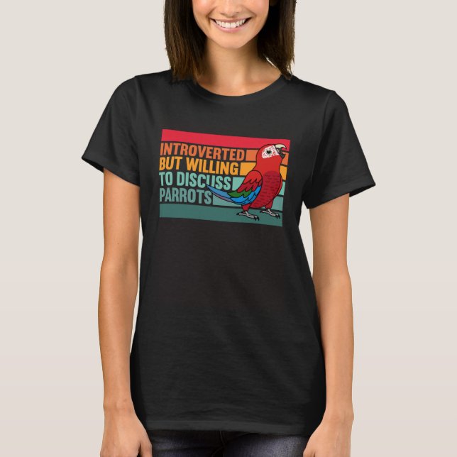 Camiseta Introvertido pero con loros Ala Verde Macaw (Anverso)