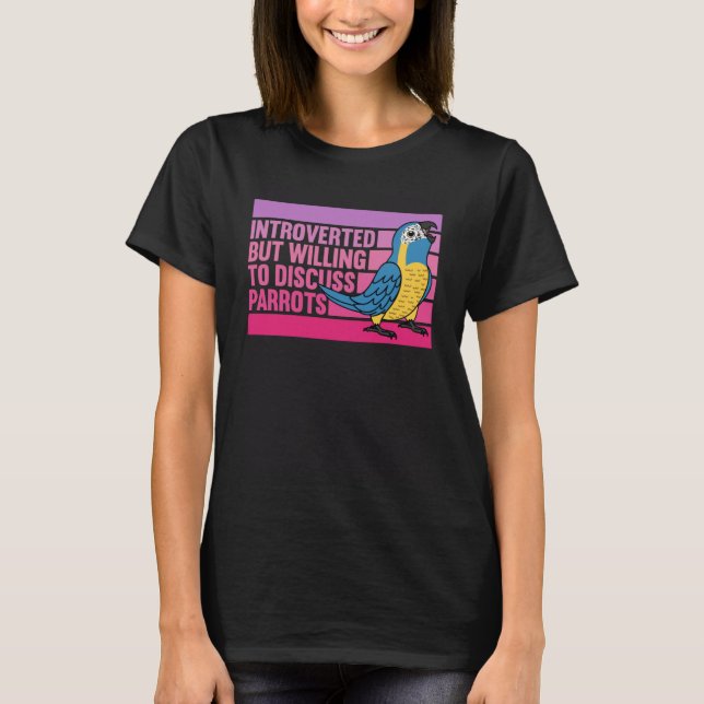 Camiseta Introvertido pero con loros azules troceado Macao  (Anverso)