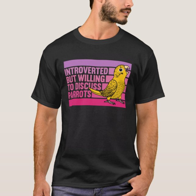 Camiseta Introvertido pero con loros Budge amarillo Lutino  (Anverso)