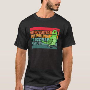 Camiseta Introvertido pero con loros de cuello verde indio