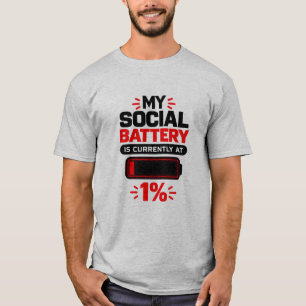 Camiseta Introvertido Sarcasmo Mi Batería Social Actualment