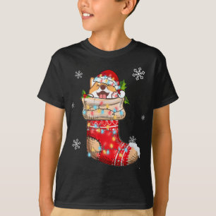 Camiseta Inu chiba gracioso en Navidades de calcetines ador