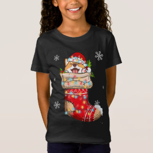 Camiseta Inu chiba gracioso en Navidades de calcetines ador